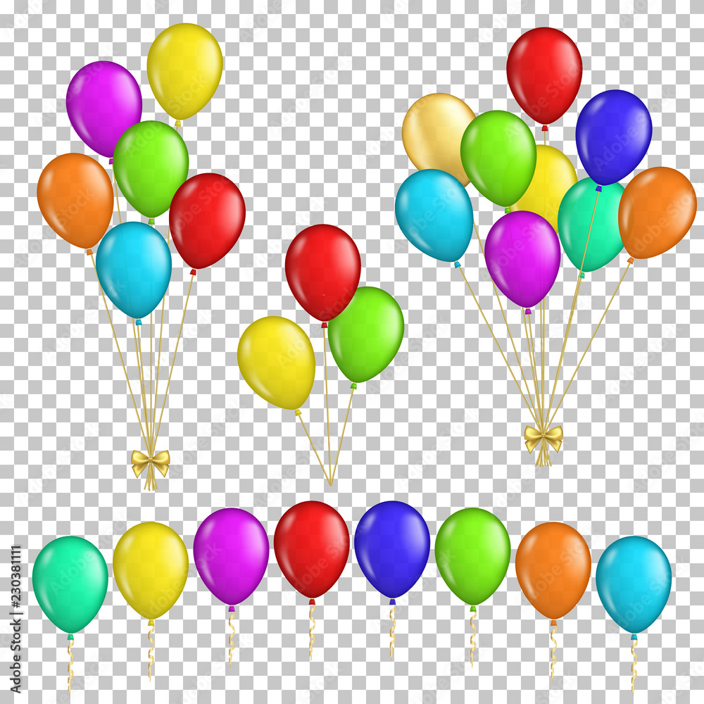 Set of realistic transparent balloons, isolated Set of realistic transparent balloons, isolated