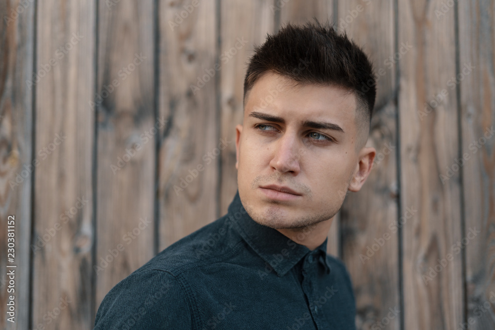 Fototapeta premium Seductive young man closeup portrait