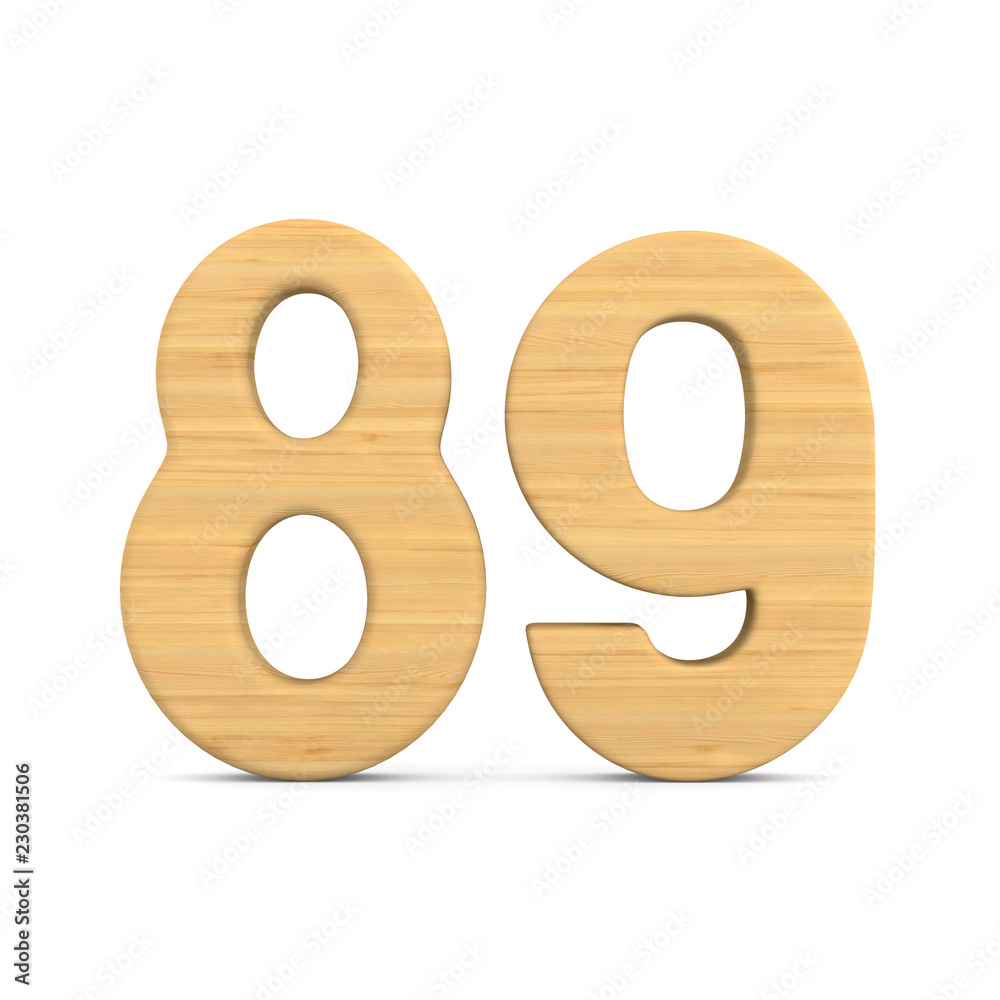 Number eighty nine on white background. Isolated 3D illustration Number eighty nine on white background. Isolated 3D illustration