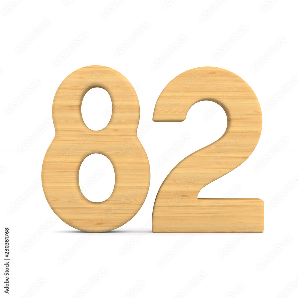Number eighty two on white background. Isolated 3D illustration Number eighty two on white background. Isolated 3D illustration