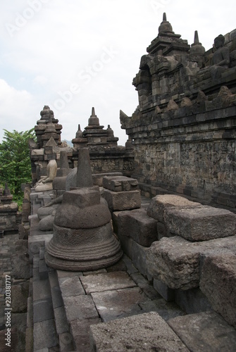 Relief or carvings on the wall of Borobudur Temple in Jogjakarta, Indonesia