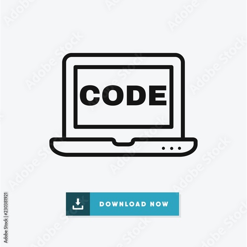 Laptop code vector icon