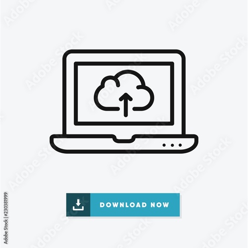 Monitor cloud upload vector icon