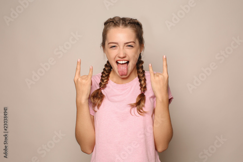 Portrait of funny young wom...