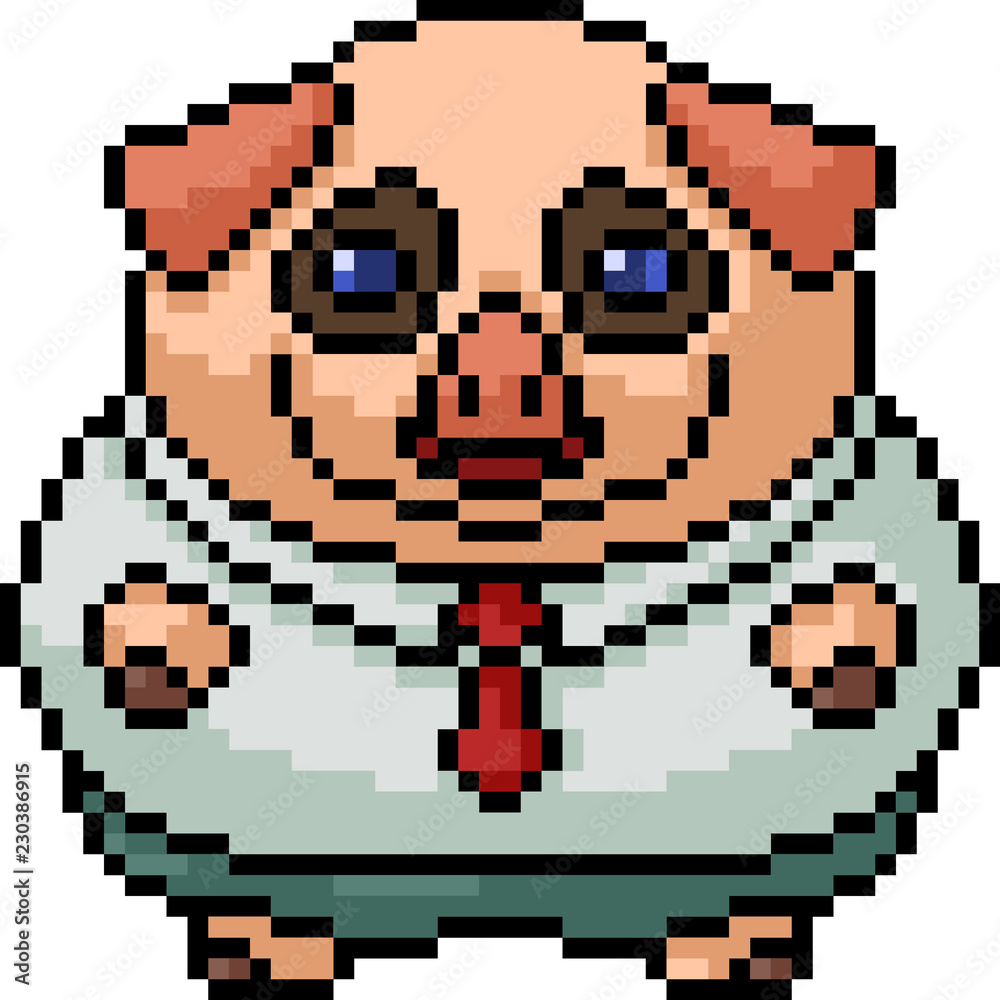 Fototapeta premium vector pixel art pig fat