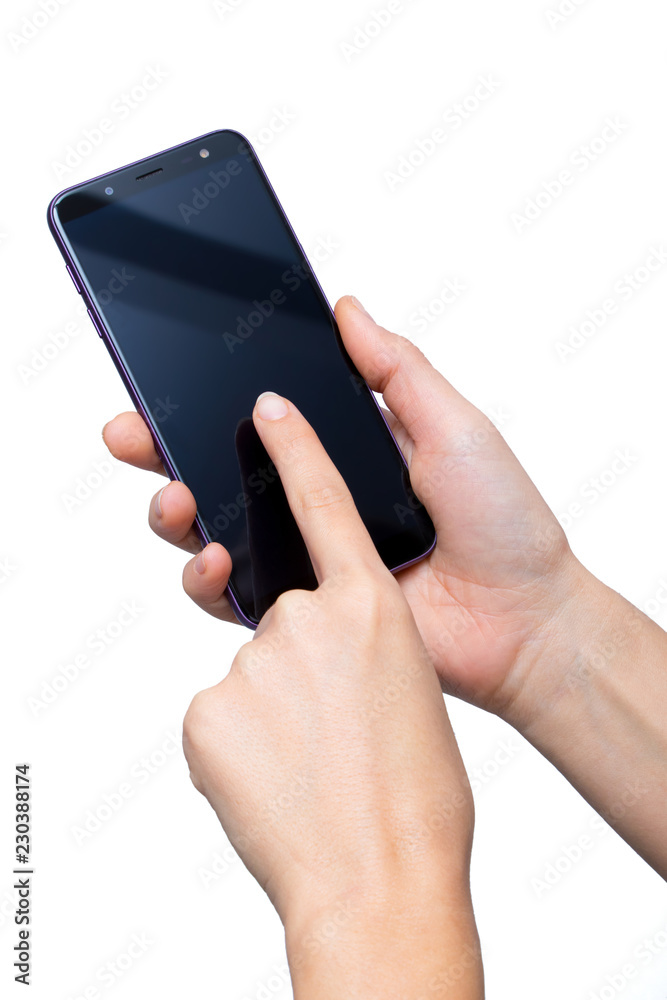 Close up of a woman hand and mobile smartphone Close up of a woman hand and mobile smartphone