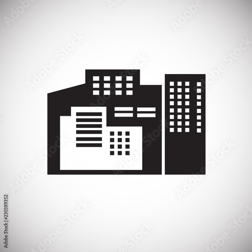 Modern architecture building on white background icon