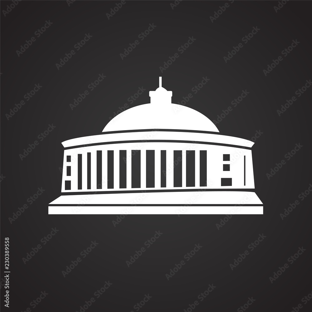 Modern architecture building on black background icon
