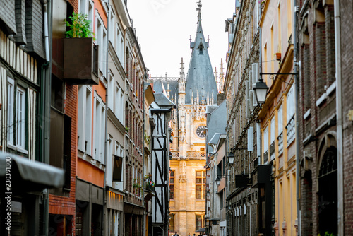 Street view with ancient buildings in Rouen  the capital of Normandy region in France