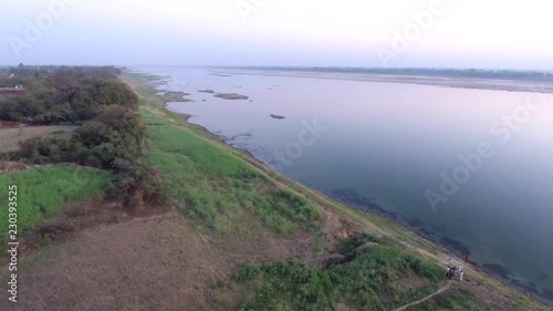 Wallpaper Mural Aerial view: River Ganges, evening sunset over the river Uttar Pradesh, India. Torontodigital.ca
