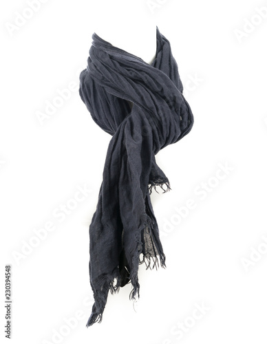 Linen scarf isolated on white background. 