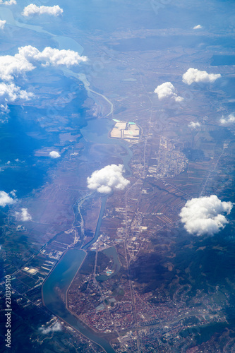 Landscape with clouds seen from the plane