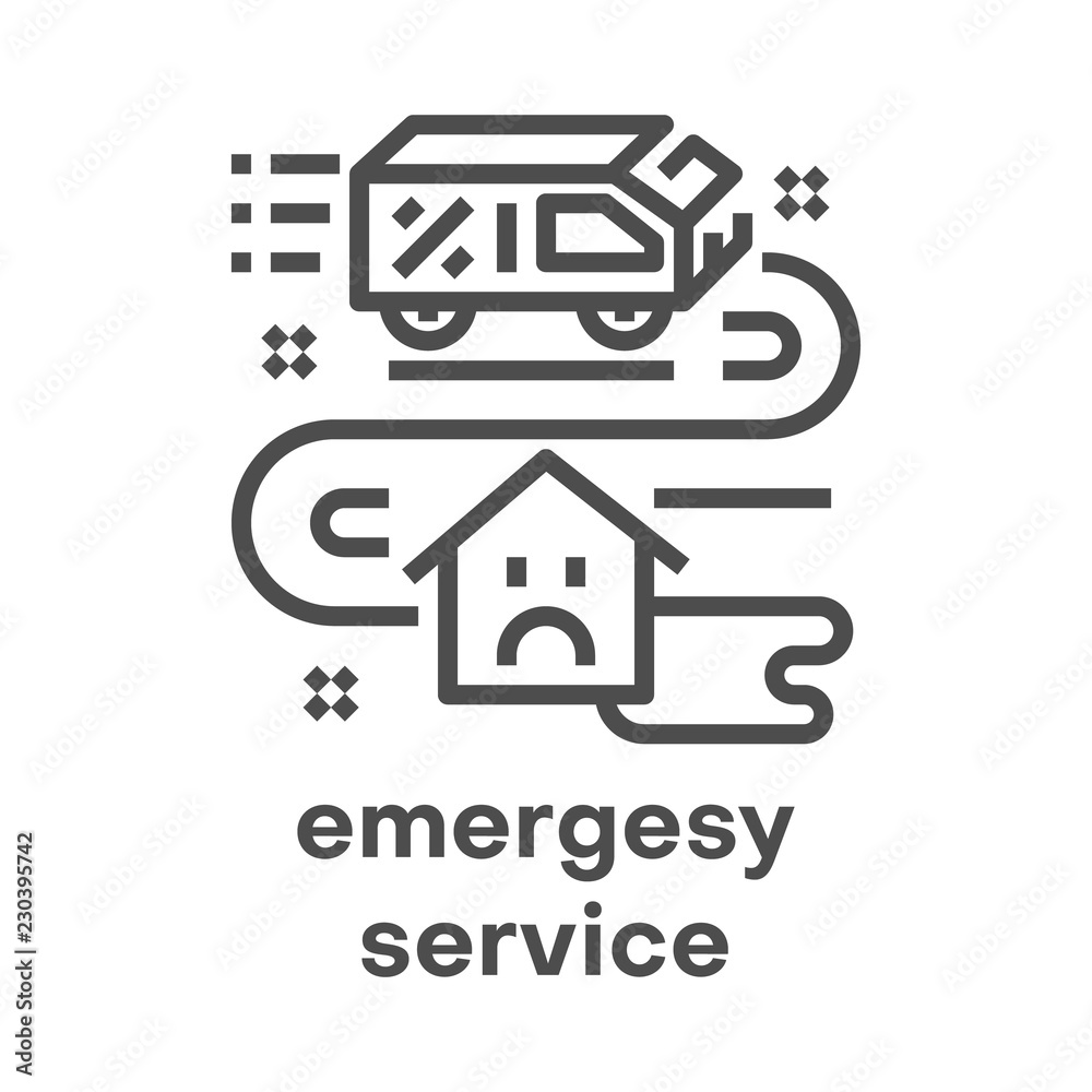 7204590 Simple modern line icon. Plumbing sign. Vector illustration. Emergesy service symbol.