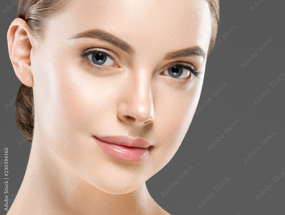 Beauty healthy skin closeup face woman natural makeup eyes and lips Beauty healthy skin closeup face woman natural makeup eyes and lips