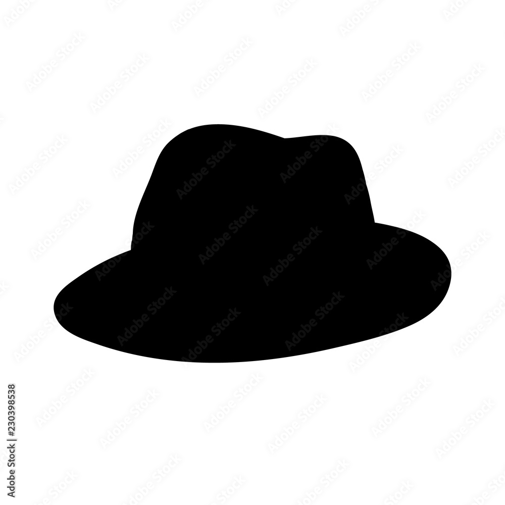 black silhouette of a men's fashionable hat black silhouette of a men's fashionable hat
