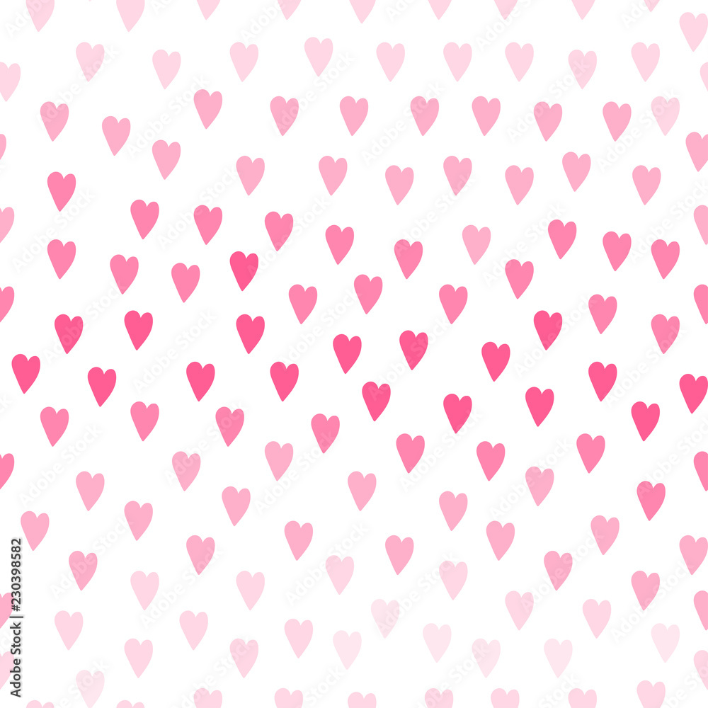 Minimalistic gradient hearts. Hand drawn vector seamless pattern