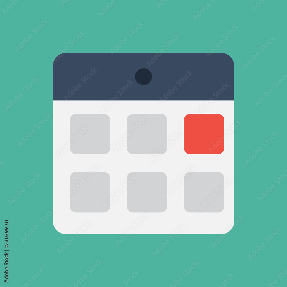 Calendar  flat icon on isolated transparent background.	