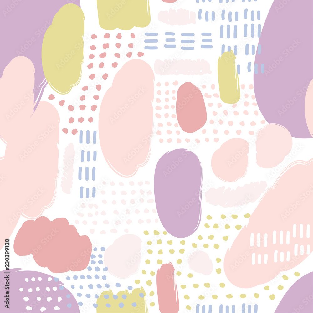 Colored abstract shapes. Vector seamless pattern