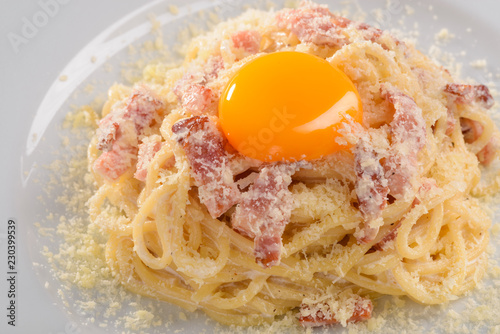 Carbonara in close up photo