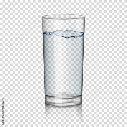realistic transparent glass of water isolated  photo