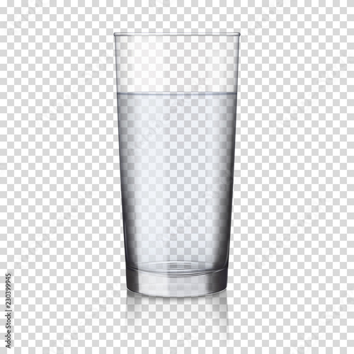 realistic transparent glass of water isolated 