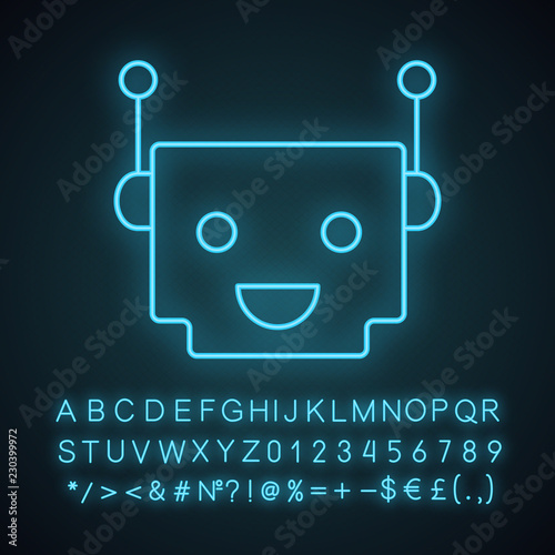 Chatbot neon light icon