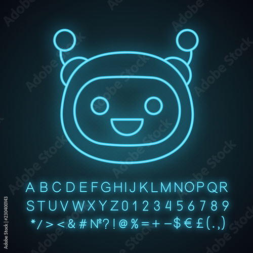 Chatbot neon light icon