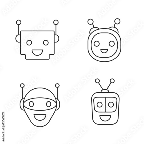Chatbots linear icons set