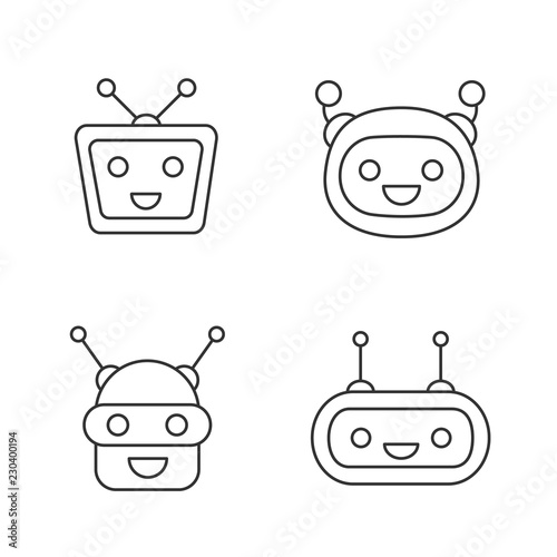 Chatbots linear icons set