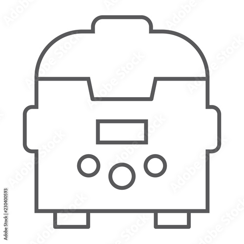 Multicooker thin line icon, kitchen and household, appliance sign, vector graphics, a linear pattern on a white background.