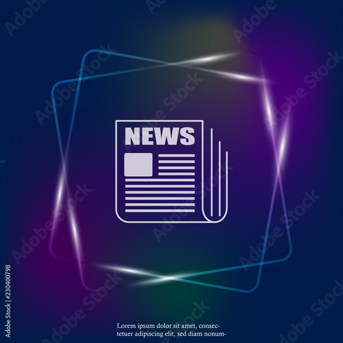 Vector news  neon light icon. Newspaper news. Layers grouped for easy editing illustration. For your design.
