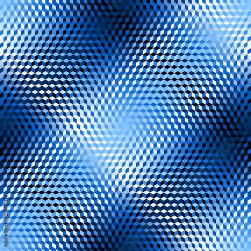 Seamless background. Geometric abstract pattern in low poly style. Effect of a glass. Small cubes. Vector image.