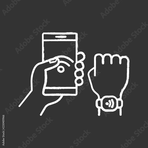 NFC bracelet connected to smartphone chalk icon
