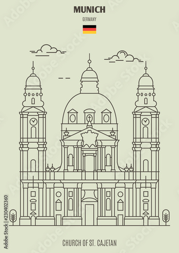 Church of St.Cajetan in Munich, Germany. Landmark icon