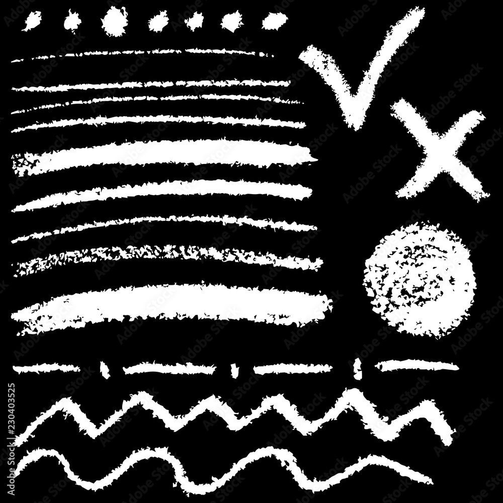 Set of Chalk brushes isolated Set of Chalk brushes isolated