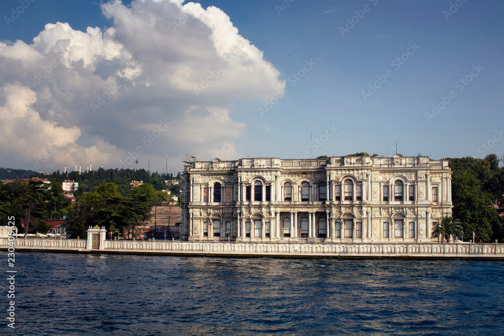 View of old, historical mansion by Bosphorus in Istanbul.
