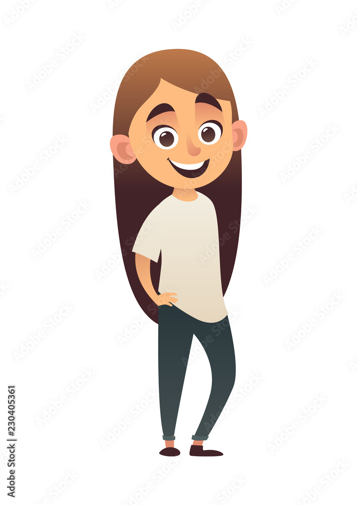 Obraz premium Illustration of cute little beautiful girl isolated