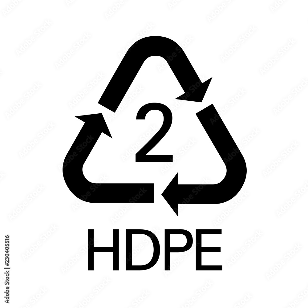 Plastic recycling code HDPE 2 symbol Stock Illustration | Adobe Stock