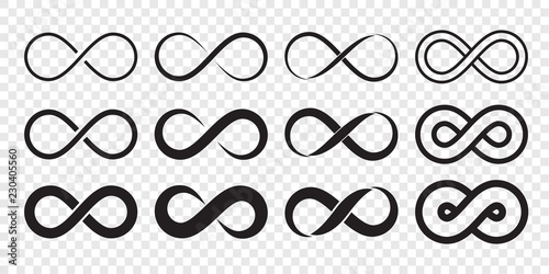 Infinity loop logo icon. Vector unlimited infinity, endless line shape sign photo
