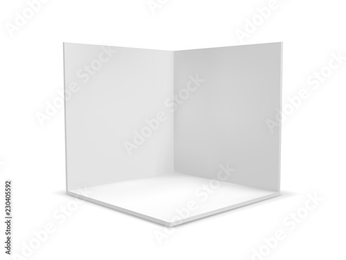 Cube box or corner room interior cross section. Vector white empty geometric square 3D blank box template
