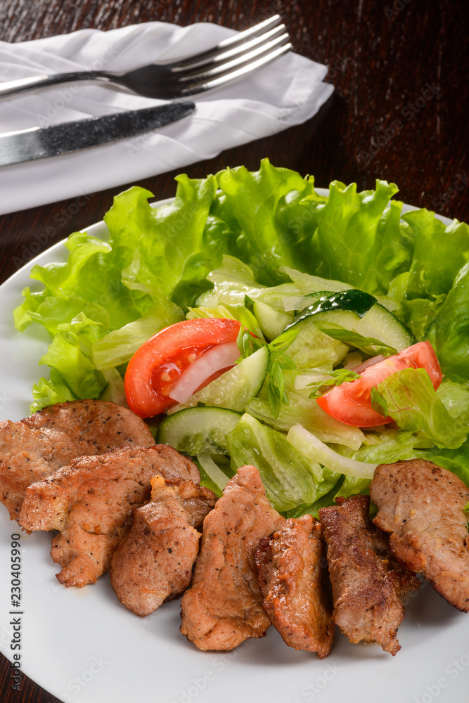 Vegetables salad with pork tenderloin Vegetables salad with pork tenderloin