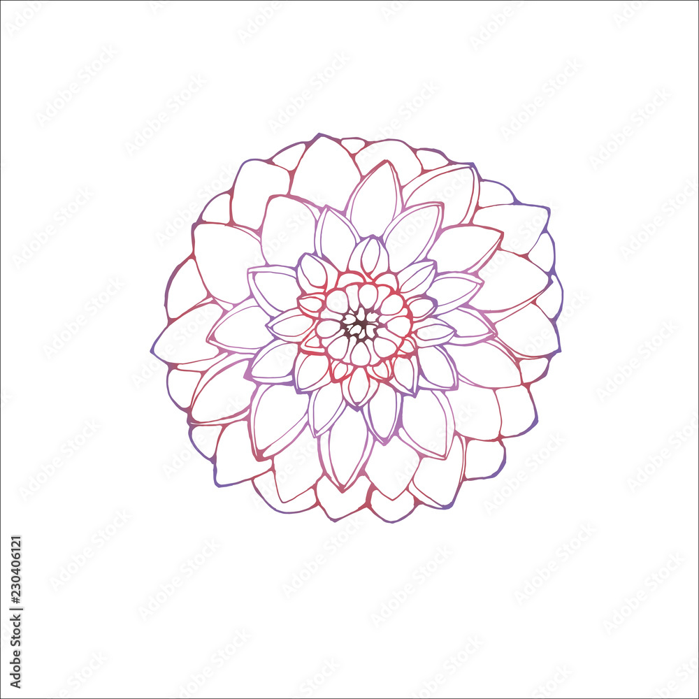 Neon picture of a dahlia flower. The idea for a tattoo Stock Vector | Adobe  Stock
