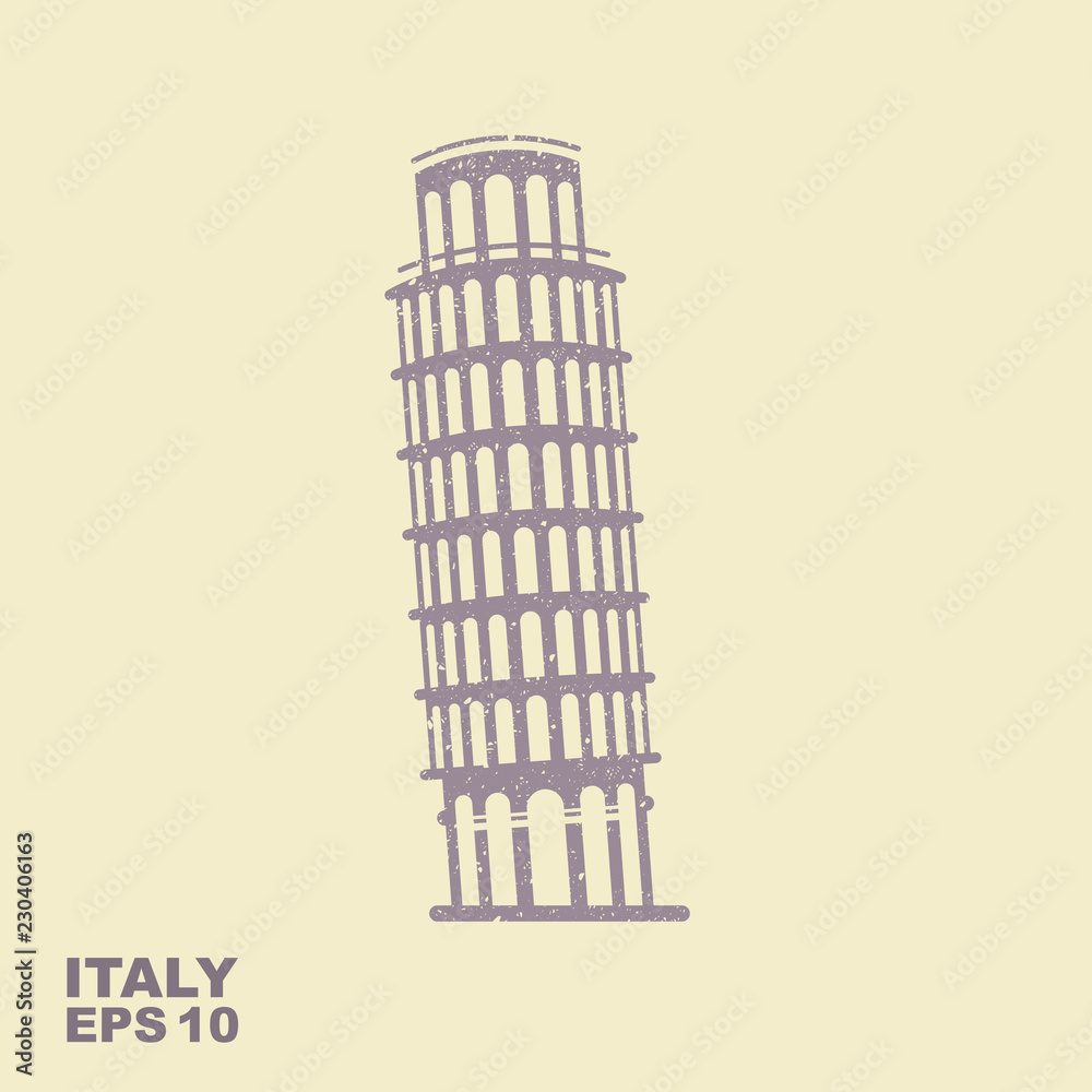 Pisa Tower icon Vector Illustration with scuffed effect