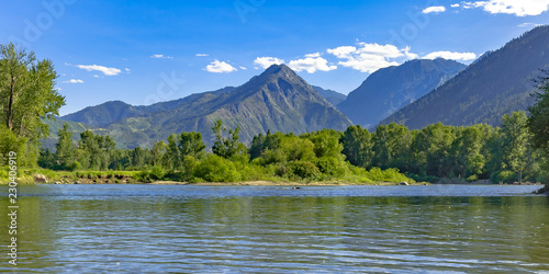 Wenatchee River with mountain view in Leavenworth photo