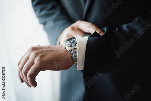 Wrist Watch, man with a clock, man watching time, man in jacket, business style