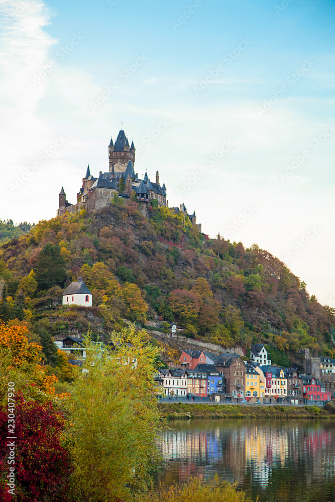 Autumn Germany - beautiful Cochem town and Mosselle river