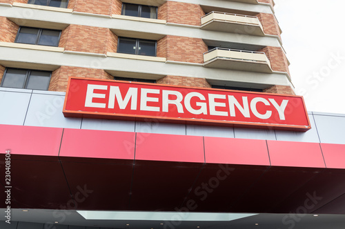Emergency department sign at the University Hospital Geelong photo