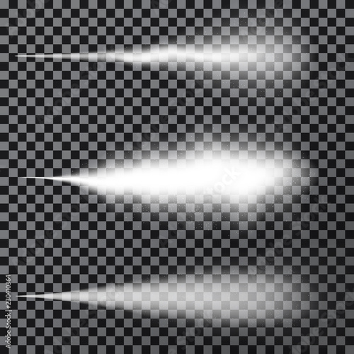 Water spray effect, white smoke or mist isolated on transparent background. Sprayer fog effect with dust