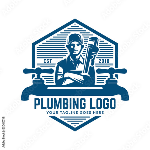 Plumbing logo template, easy to customize