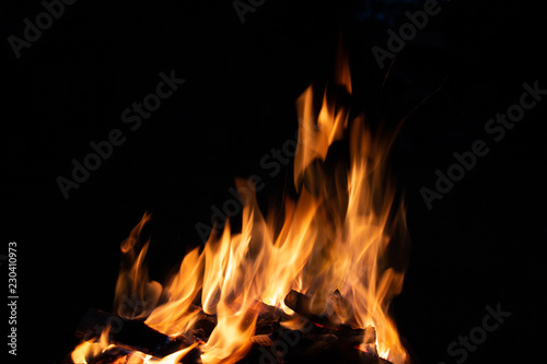 Close up photography of flames on black background